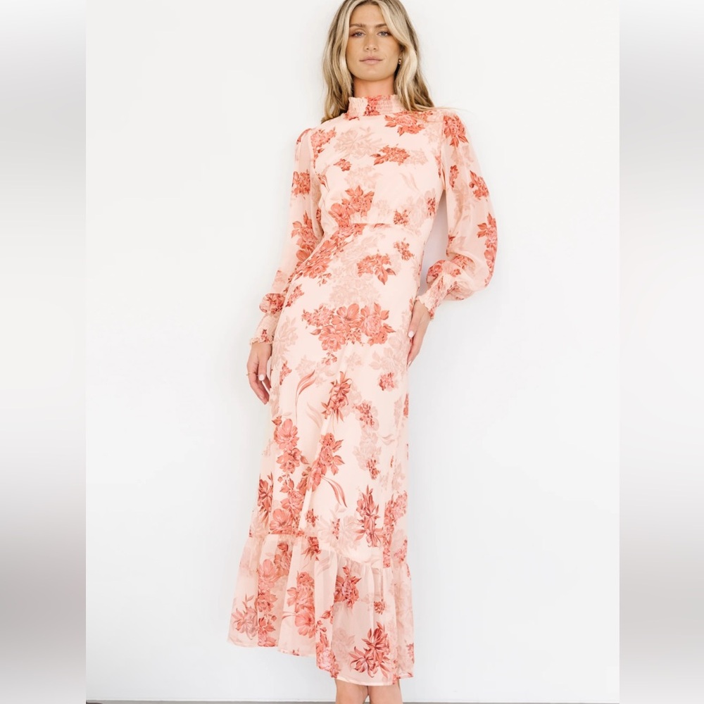 Baltic Born Floral Long Sleeve Dress in Pink and Red - Picture 3 of 16